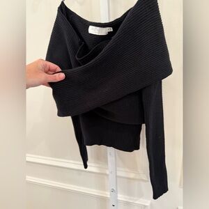 ASTR The Label Black Off-the-Shoulder Knit Sweater